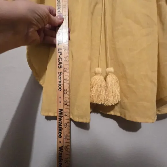 ALAMWAR Anthropologie Peasant Top Womens SM Gold Embroidery Tassel Boho Festival - Picture 13 of 13